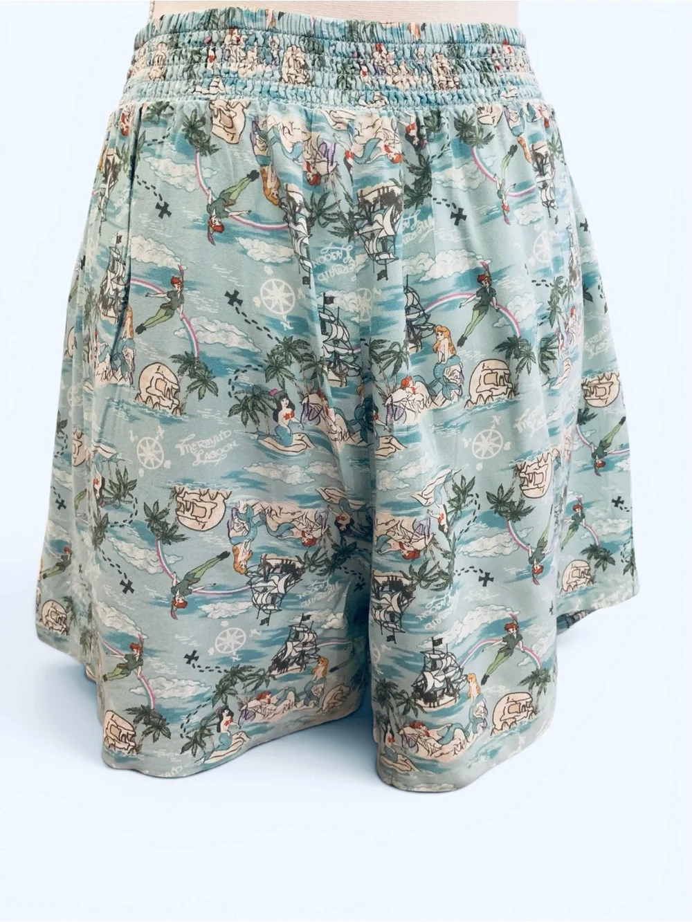 Disney, Mermaid Lagoon Peter Pan High Waisted Shorts with Pockets. Medium - Picture 6 of 7